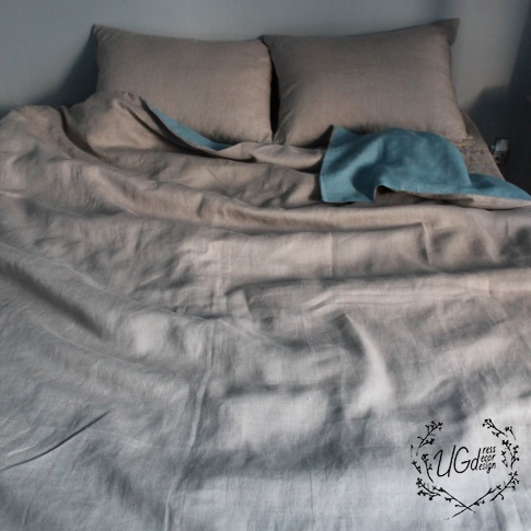 Постельное белье linen dream, бежевый с бирюзовым, фото 3