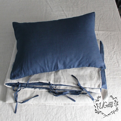 Постельное белье linen dream, синий с бежевым, фото 3