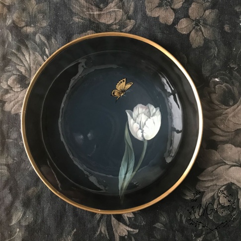 Поднос Белый тюльпан, кованый с копчением деним синий, фото 2