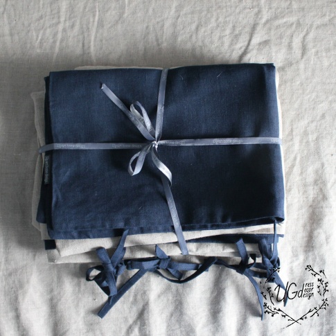 Постельное белье linen dream, синий с бежевым, фото 4