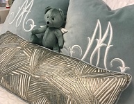 Декоративные подушки с вышивкой-инициалами и льна с напылением  из тканей Pierre Freyfdhgxjhfjg