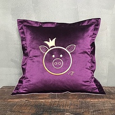 Подушка Свинка королевская, фиолетовый