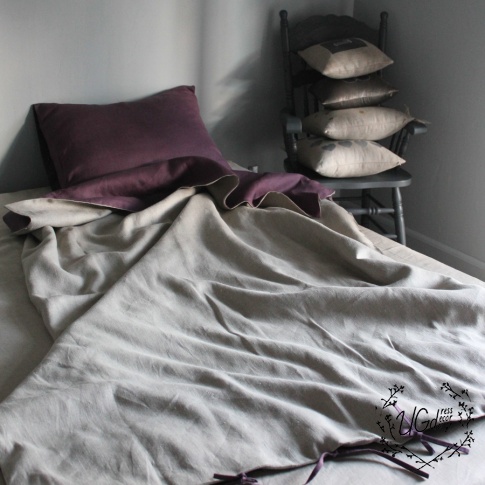 Постельное белье linen dream, фиолетовый с бежевым, фото 1