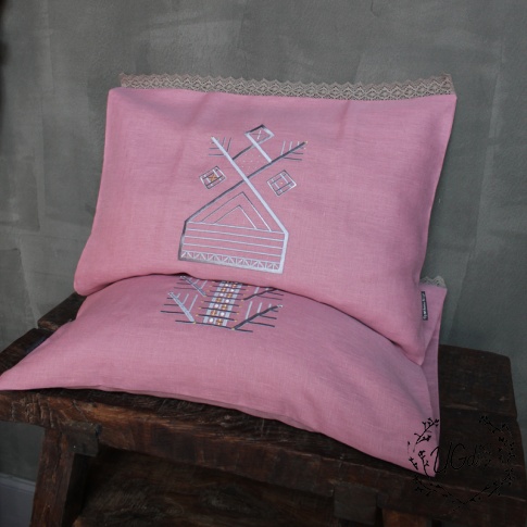 Наволочка Берегиня, постельная, розовый с серым, фото 2