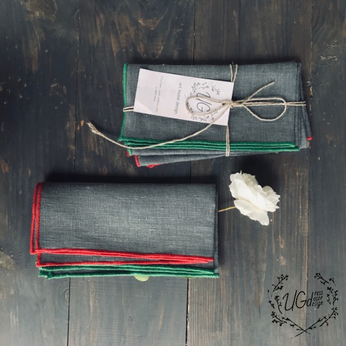 Салфетки linen dream с вышивкой (серые), фото 1
