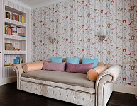 Текстильный декор для дивана -кровати. Проект архитектора Александара Черникова, детская дочери, квартира в Москвеfdhgxjhfjg