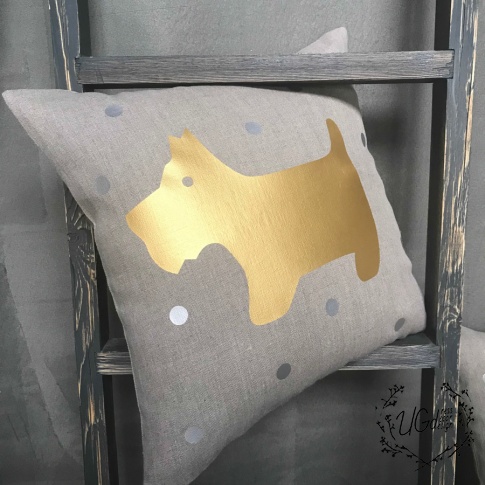 Подушка doggy, золото, дизайн №1, фото 1