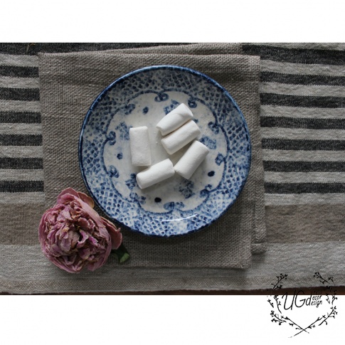 Тарелка для сервировки стола, десертная, молочно-белый с сине-голубым, фото 1